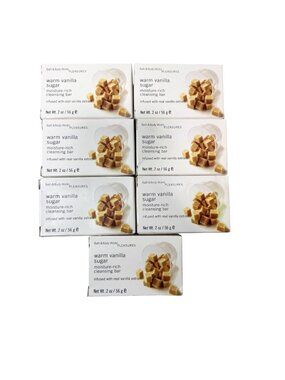 Bath & Body Works Pleasures Warm Vanilla Sugar 2oz Cleansing Bar Soap Lot Of 7